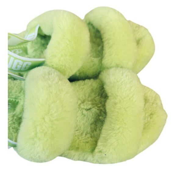 UGG OH YEAH SLIDE Wool Slipper Sandal Neon Yellow KIDS  US Size 3 - Picture 7 of 9